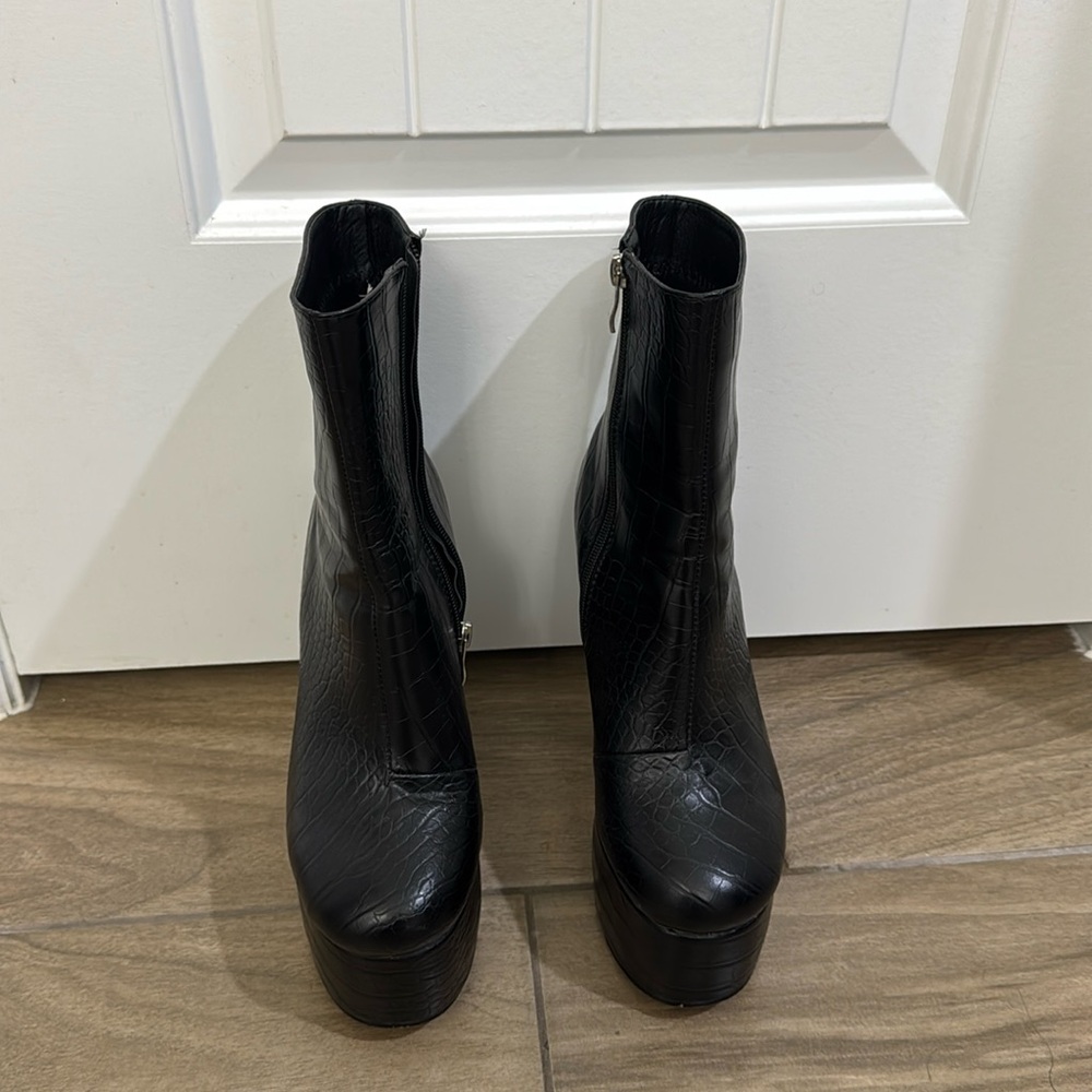Nasty Gal platform leather heel boot